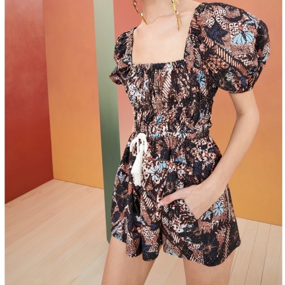 NWOT Ulla Johnson $530 Alegria Shorts Romper Puff Sleeve - S
